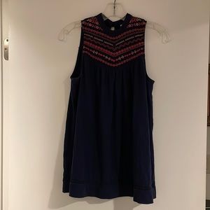 Knox rose tank, size small, navy blue with pink and coral details